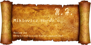 Miklovicz Horác névjegykártya